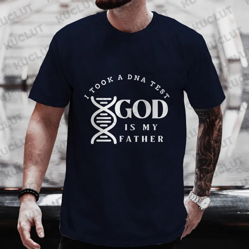 Men’s Christian T-Shirt “God Is My Father” DNA Test Print