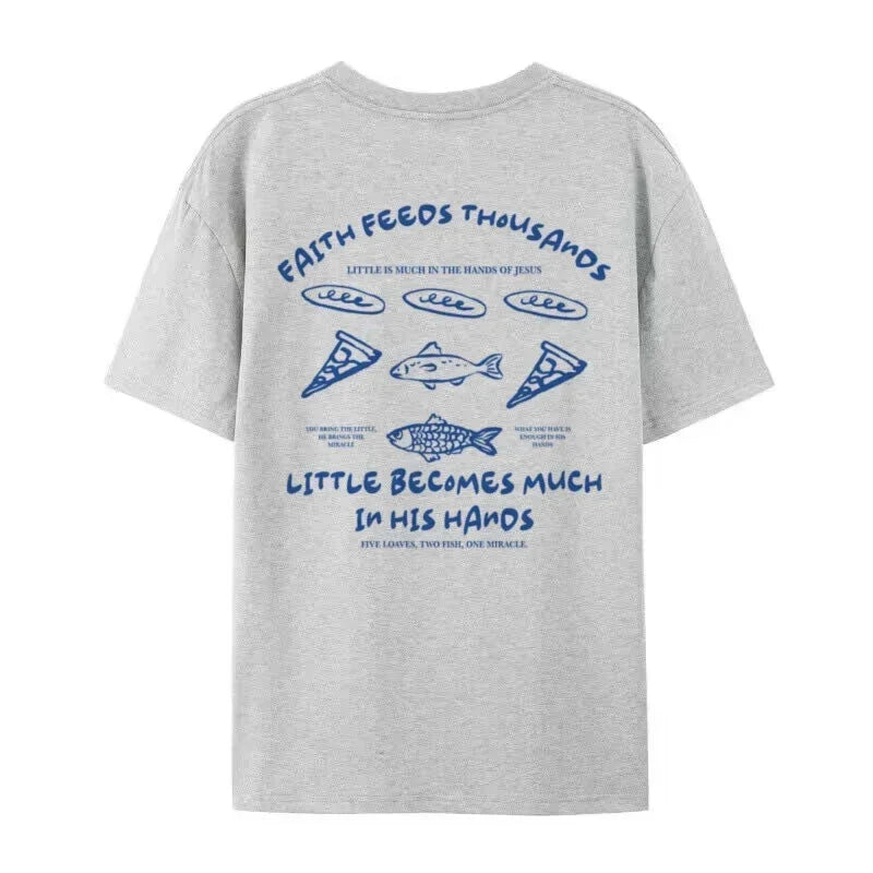 Christian Jesus Math Graphic T-Shirt Retro Loaves & Fishes Faith Streetwear