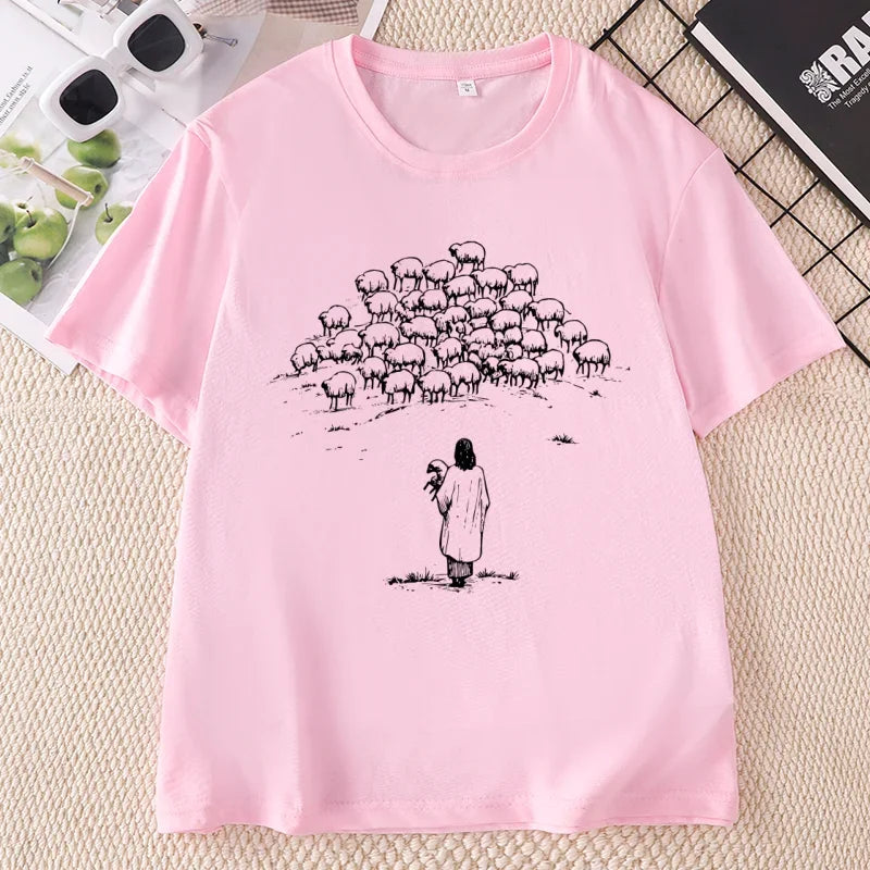 Christian Good Shepherd T-Shirt  Jesus & Sheep Bible Verse Tee
