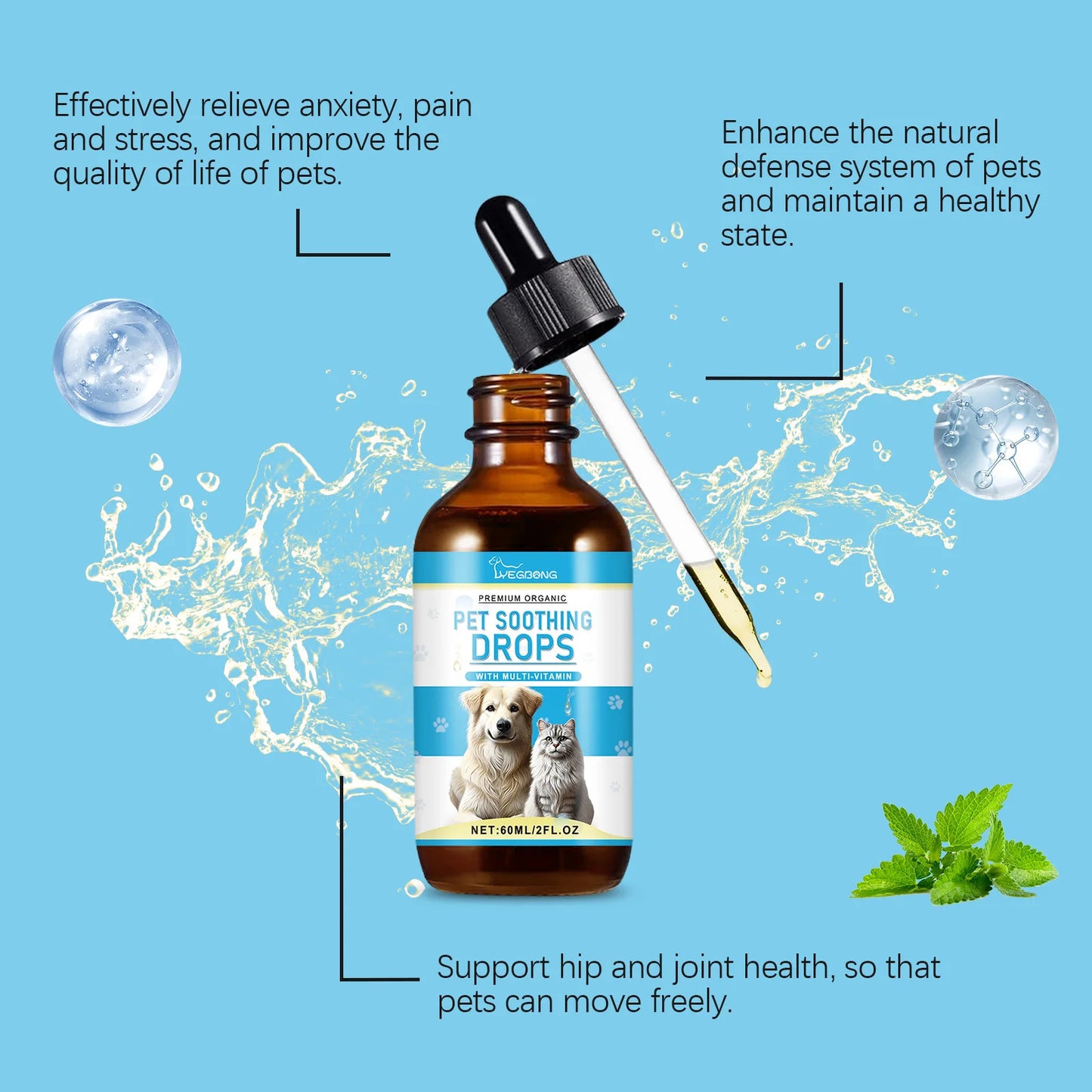Pet Immunity Boost Care Drops to Relieve Stress and Pain, Enhance Pets' Immunity, Care Supplement for Dogs and Cats