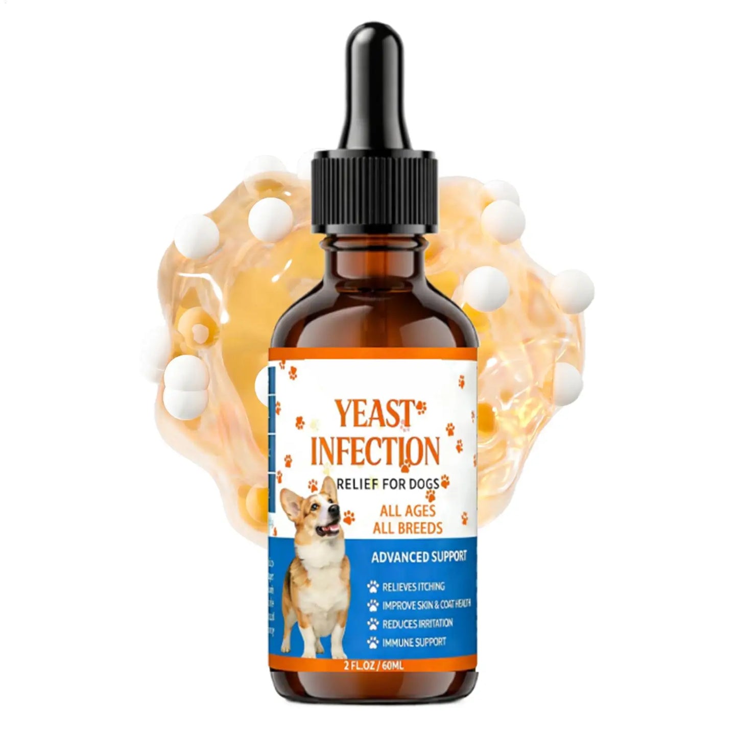 Dog Anti Itch Natural Drops 60ml Itchy Skin Relief Care Dry Skin Health Daily Grooming Supplies Suitable for dogs of all sizes