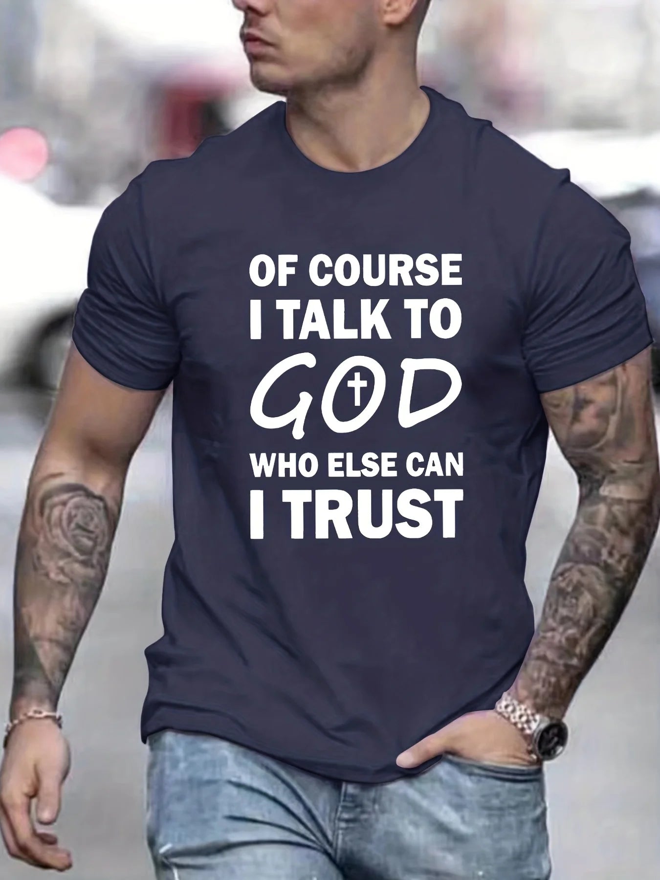 Talk To God Jesus T Shirt  Print Tees for Men Casual Short Sleeve  for Summer Spring Fall Oversized Tops As Gifts