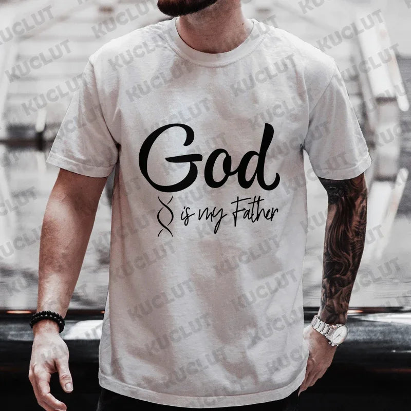 Men’s Christian T-Shirt “God Is My Father” DNA Test Print