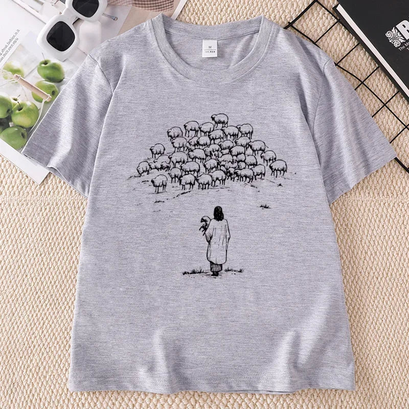 Christian Good Shepherd T-Shirt  Jesus & Sheep Bible Verse Tee
