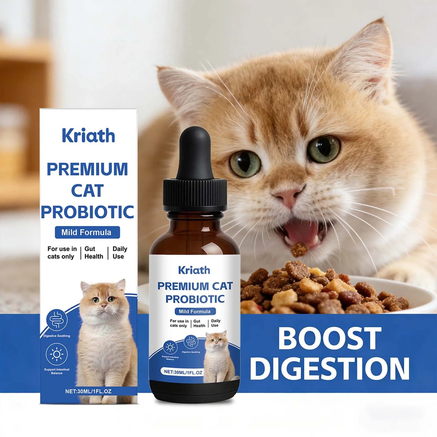 Premium Cat Probiotic Promote Digestion Soothing Support Intestinal Balance Maintains Healthy Gut Microbiota Cat Probiotic Drops