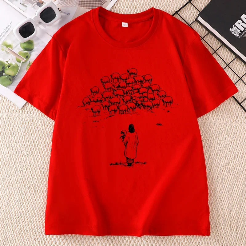 Christian Good Shepherd T-Shirt  Jesus & Sheep Bible Verse Tee