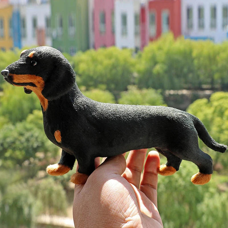 Seated Dachshund Dog Plush Toys Lifelike Simulation Black Dog Plush Toy Kids Gifts Home Car Decor Ornaments