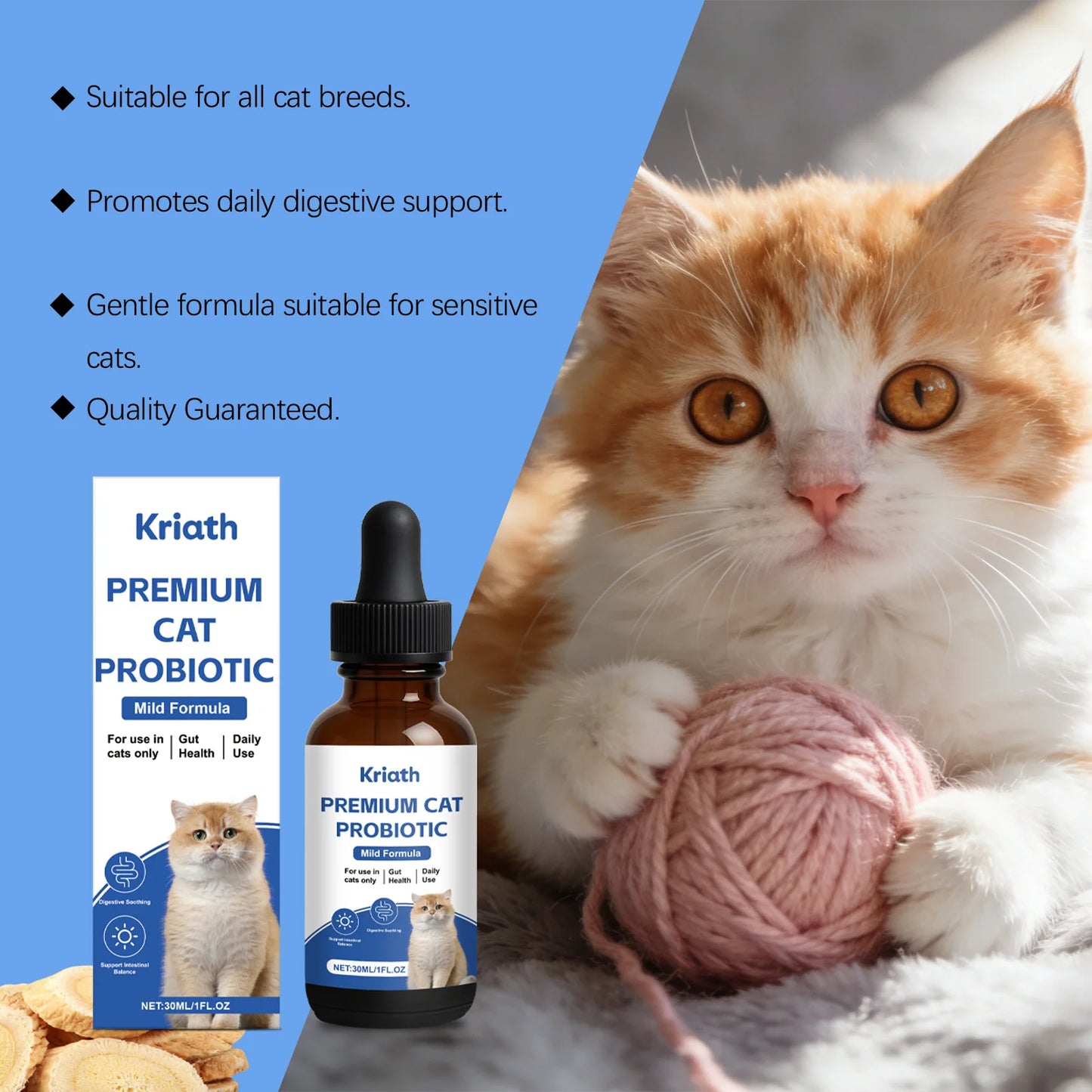 Premium Cat Probiotic Promote Digestion Soothing Support Intestinal Balance Maintains Healthy Gut Microbiota Cat Probiotic Drops