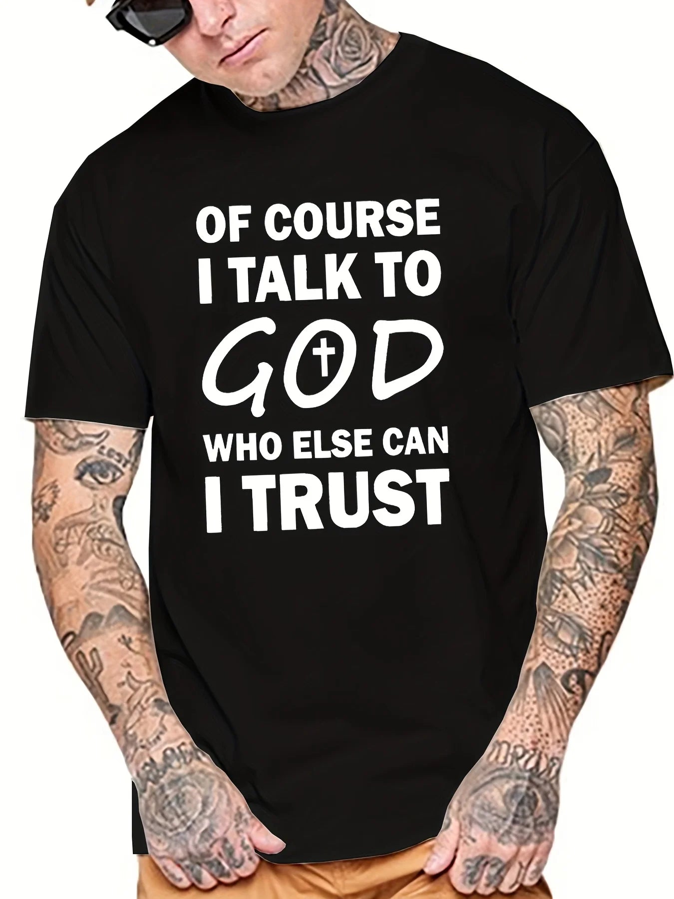 Talk To God Jesus T Shirt  Print Tees for Men Casual Short Sleeve  for Summer Spring Fall Oversized Tops As Gifts