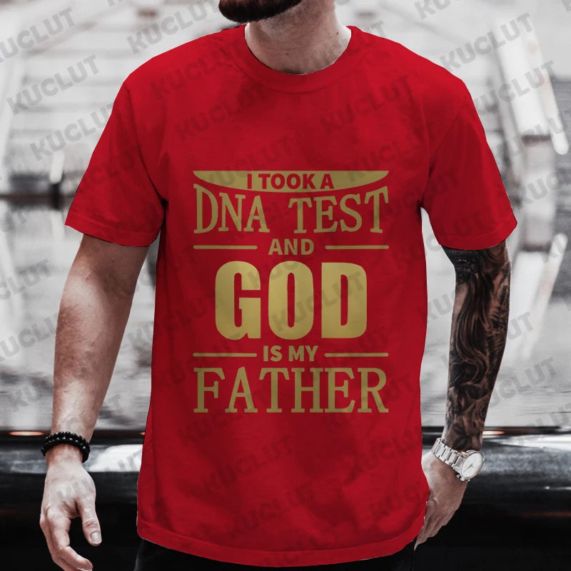 Men’s Christian T-Shirt “God Is My Father” DNA Test Print