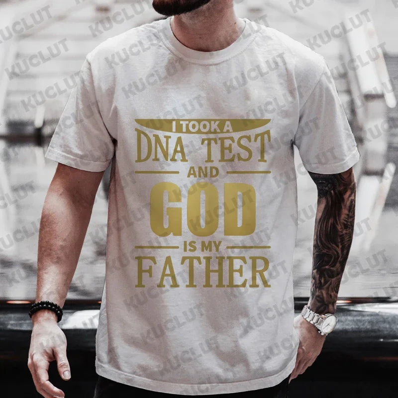 Men’s Christian T-Shirt “God Is My Father” DNA Test Print