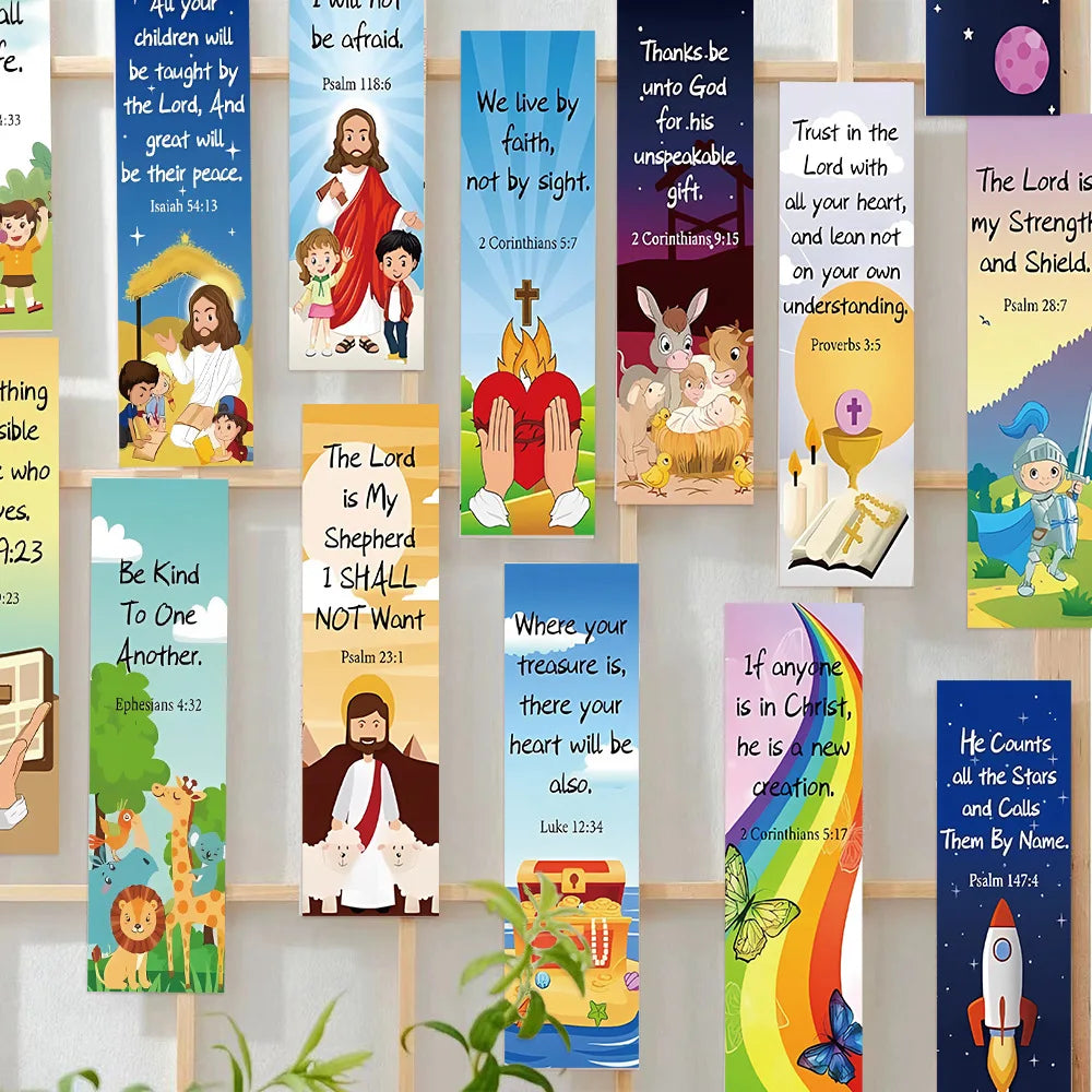 30Pcs Christian Bookmarks Church Bible Verse Bookmarks DIY Art Creative Material Reading Paper Bookmark