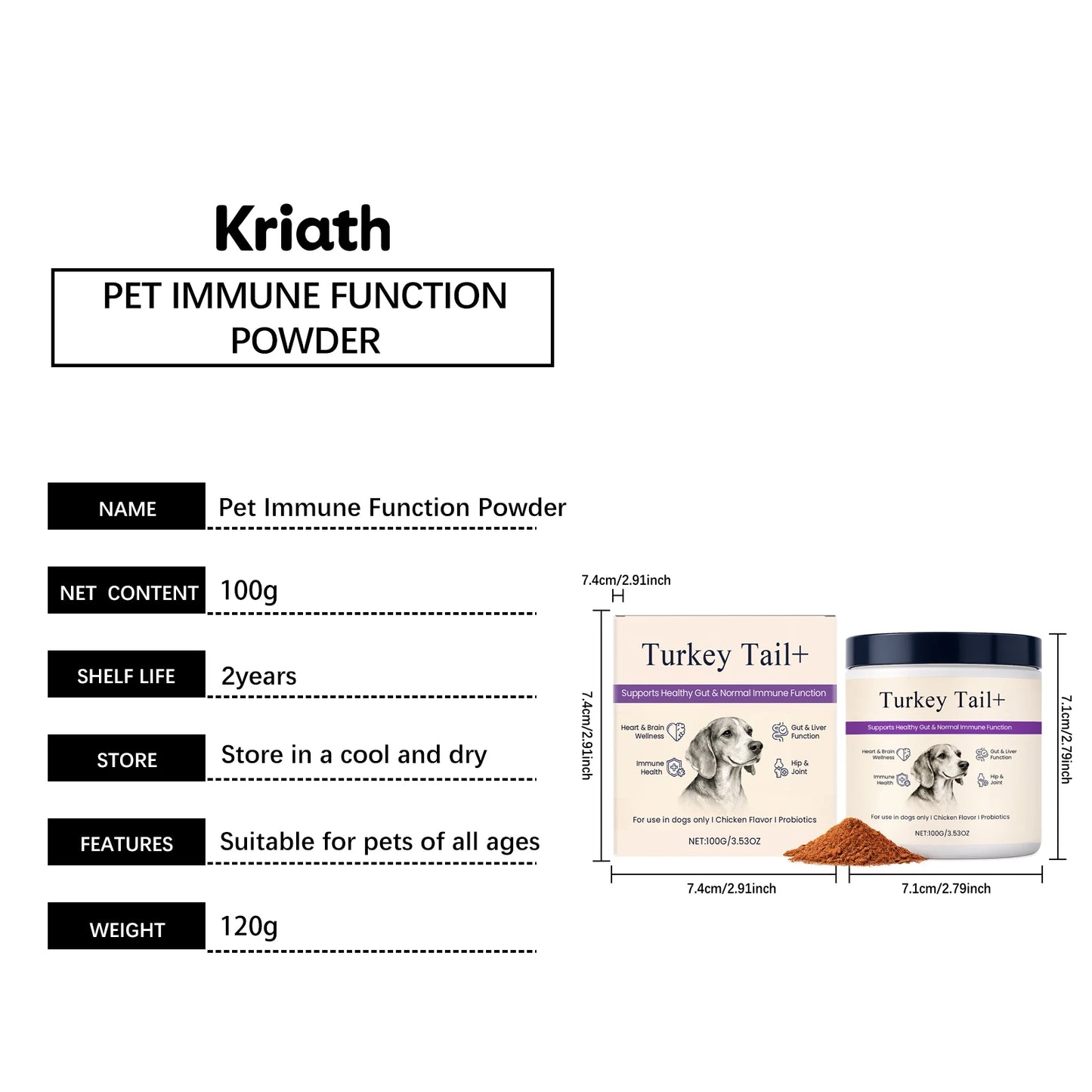 Kriath Pet Nutrition Powder Support Heart Health Promoting Intestinal Digestion Function Protect Joints Normal Lmmune Function