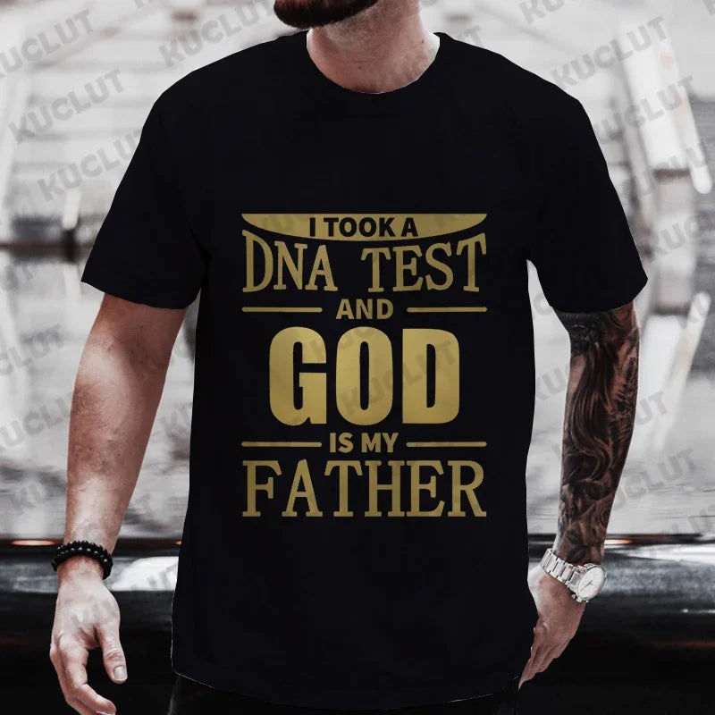 Men’s Christian T-Shirt “God Is My Father” DNA Test Print