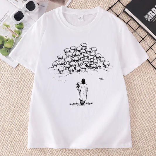 Christian Good Shepherd T-Shirt  Jesus & Sheep Bible Verse Tee