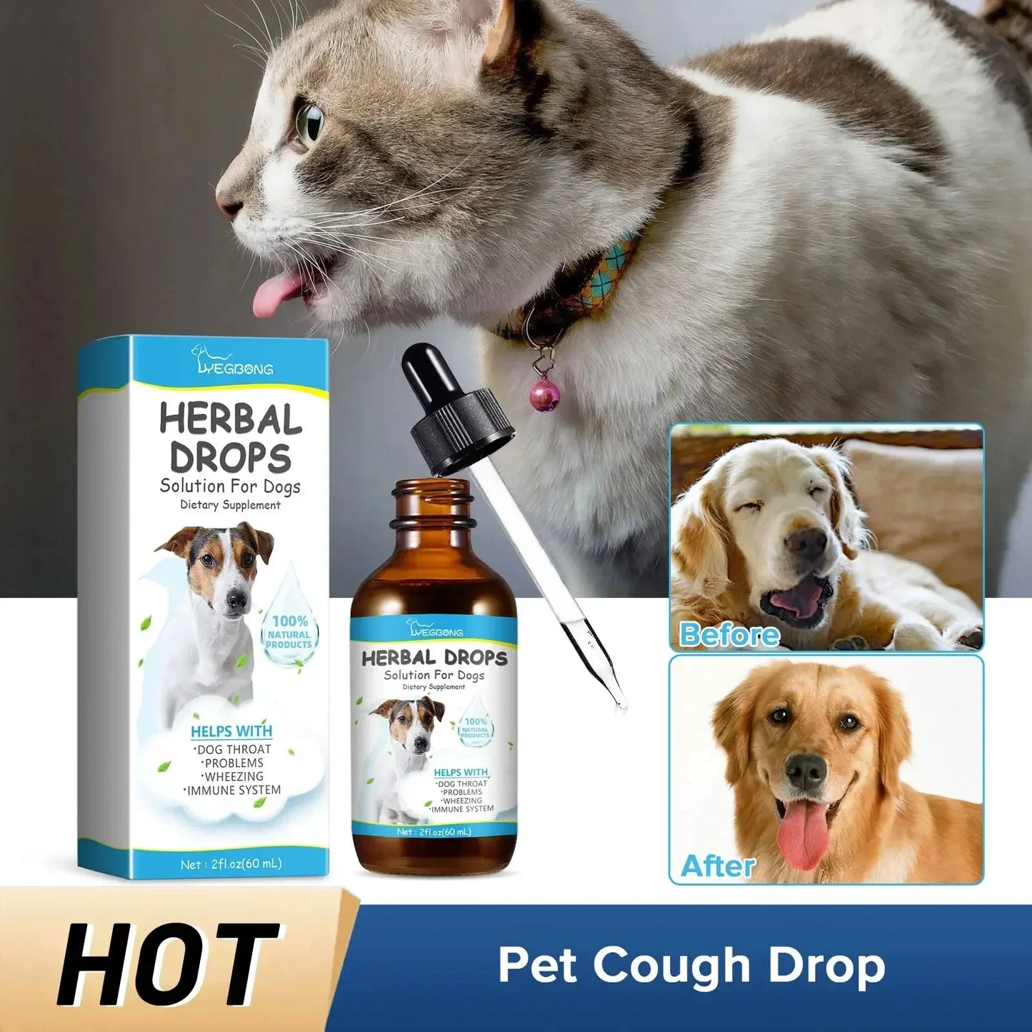 Pet Cough Herbal To Soothe Coughs Relieve Throat Discomfort Sneeze Boost Immunity Safe For Cats And Dogs