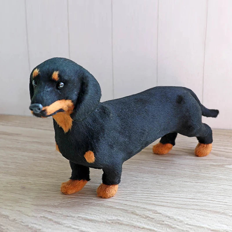Seated Dachshund Dog Plush Toys Lifelike Simulation Black Dog Plush Toy Kids Gifts Home Car Decor Ornaments