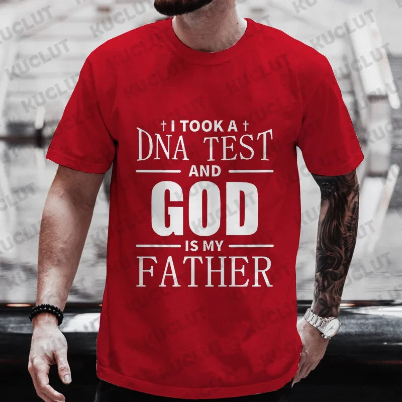 Men’s Christian T-Shirt “God Is My Father” DNA Test Print