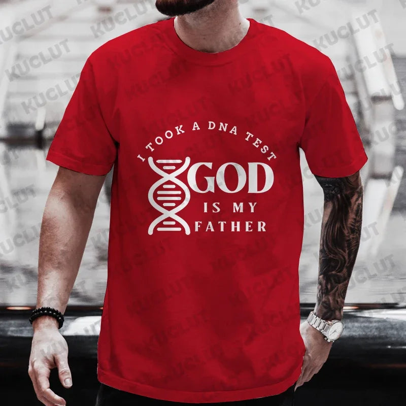 Men’s Christian T-Shirt “God Is My Father” DNA Test Print