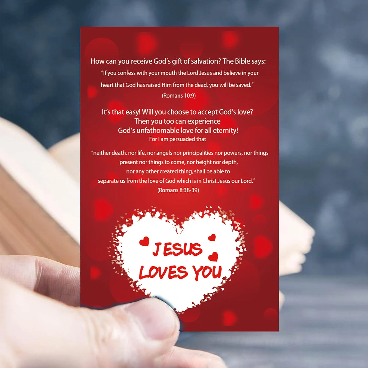 100pcs Red Heart Design Gospel Tract Plan Cards For Prayer Salvation Christian Inspirational Bible Verse Church Gift Pocket Card