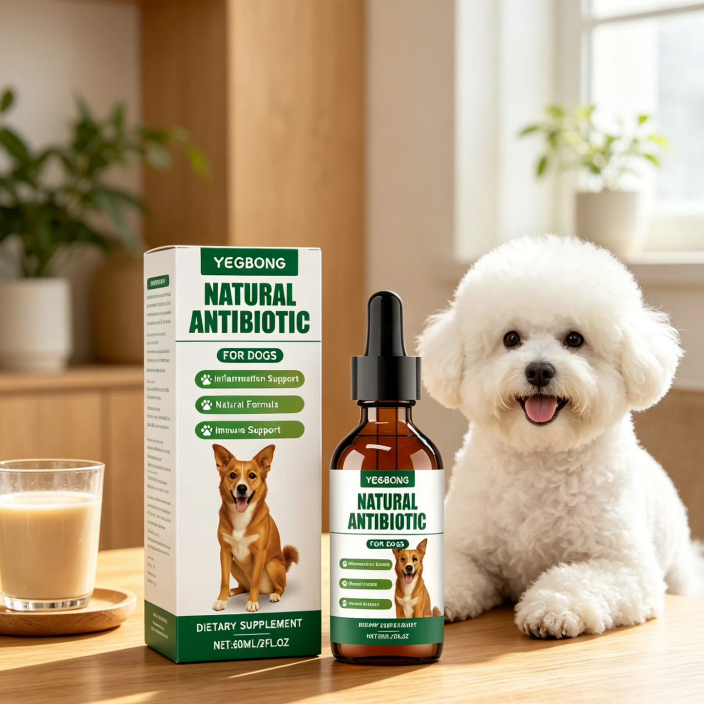 YEGBONG Natural Antibiotic for Dogs Care Daily Protection Regulate Metabolism Boost Immunity Gentle Dog Dietary Supplement 60ml