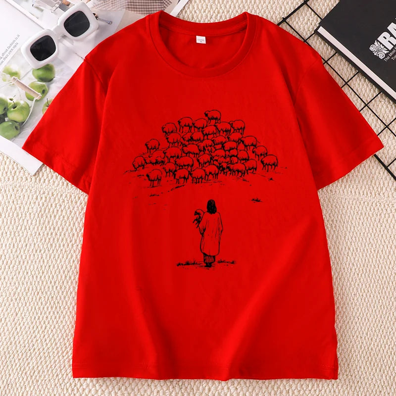 Christian Good Shepherd T-Shirt  Jesus & Sheep Bible Verse Tee