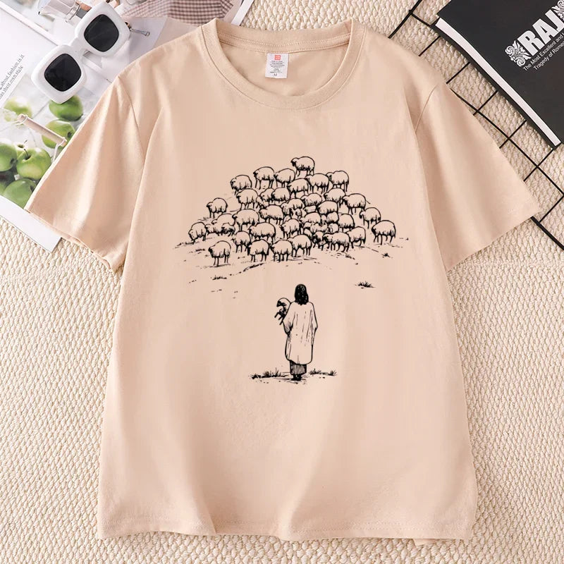 Christian Good Shepherd T-Shirt  Jesus & Sheep Bible Verse Tee