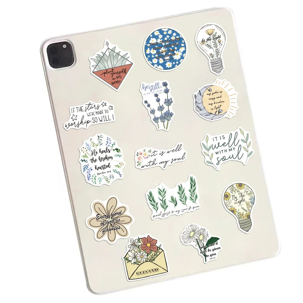 50/200PCS Bible Quote Sticker Packs for Decoration Pad Suitcases Phone DIY waterproof Kids Notebook Stationary tickers