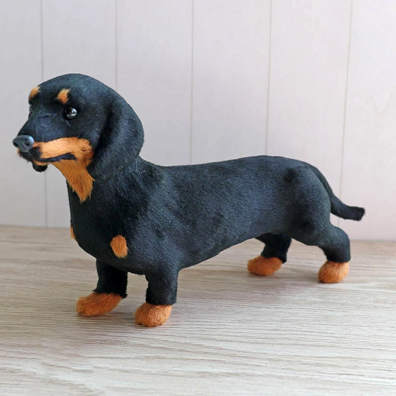 Seated Dachshund Dog Plush Toys Lifelike Simulation Black Dog Plush Toy Kids Gifts Home Car Decor Ornaments