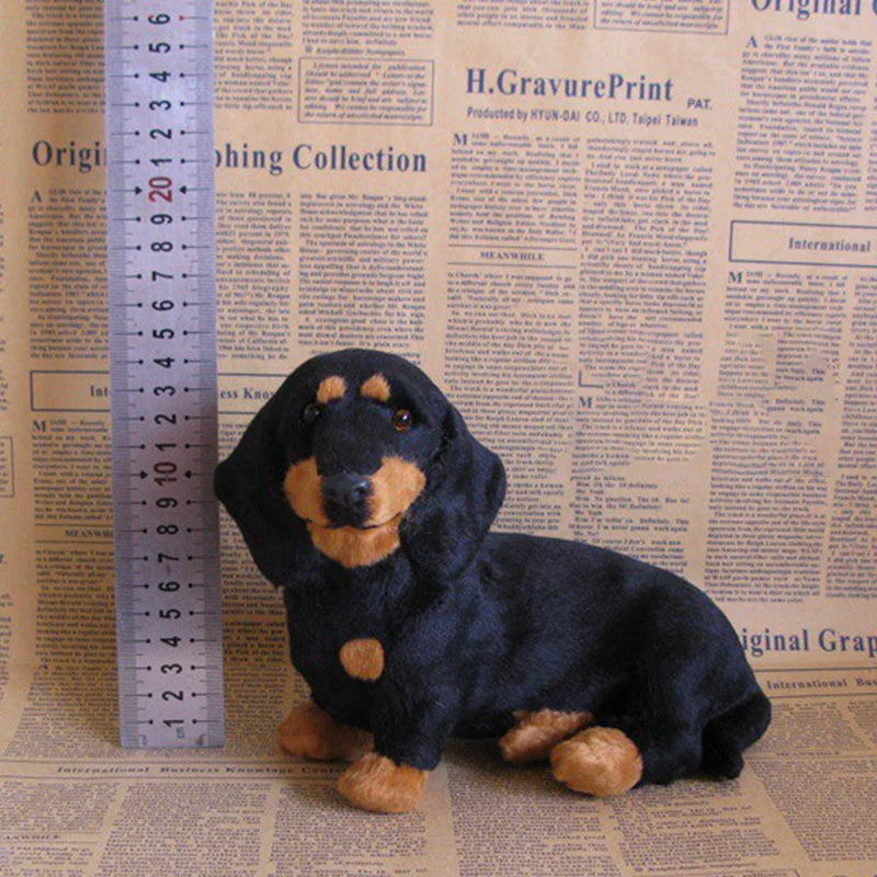 Seated Dachshund Dog Plush Toys Lifelike Simulation Black Dog Plush Toy Kids Gifts Home Car Decor Ornaments