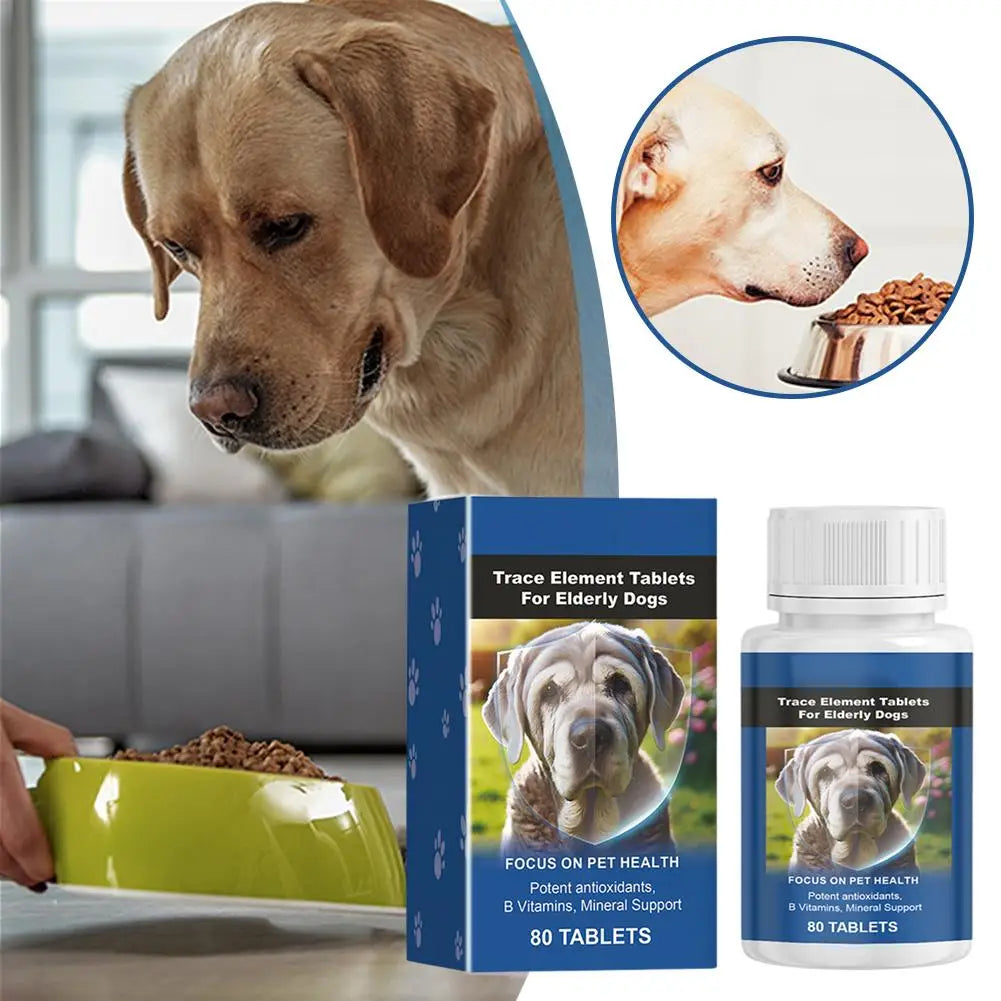 Trace Tablets For Elderly Dogs 80 Tablets Potent Antioxidants Mineral Joint Health Immune System Wellness Supplement