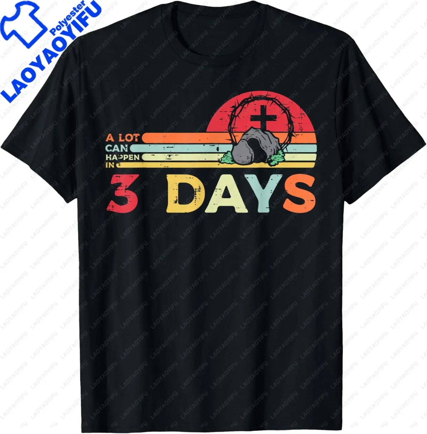 Easter A Lot Can Happen in 3 Days Religious Men Women Kids T-Shirt Casual Print on Demand Vintage Clothes