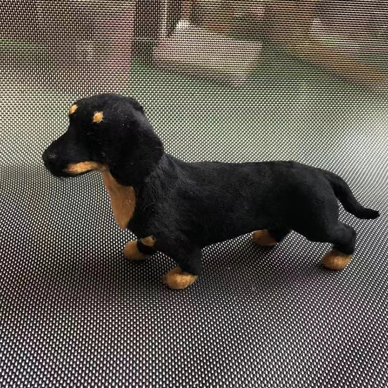 Seated Dachshund Dog Plush Toys Lifelike Simulation Black Dog Plush Toy Kids Gifts Home Car Decor Ornaments