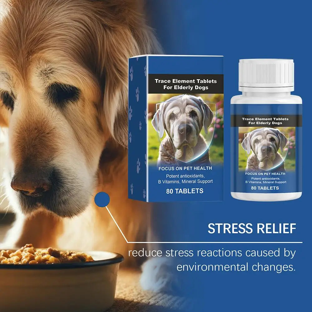 Trace Tablets For Elderly Dogs 80 Tablets Potent Antioxidants Mineral Joint Health Immune System Wellness Supplement