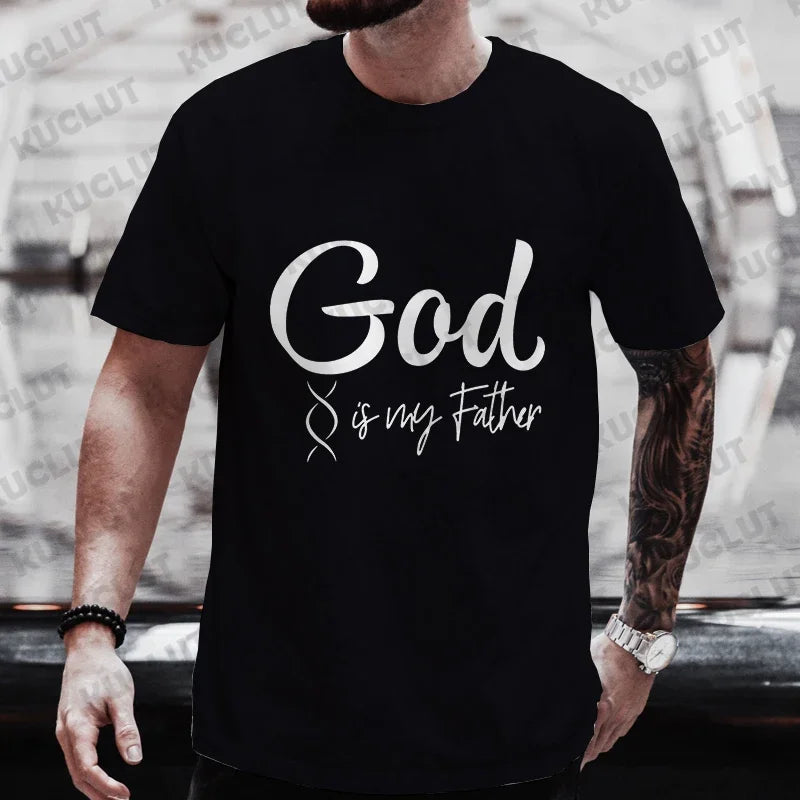 Men’s Christian T-Shirt “God Is My Father” DNA Test Print