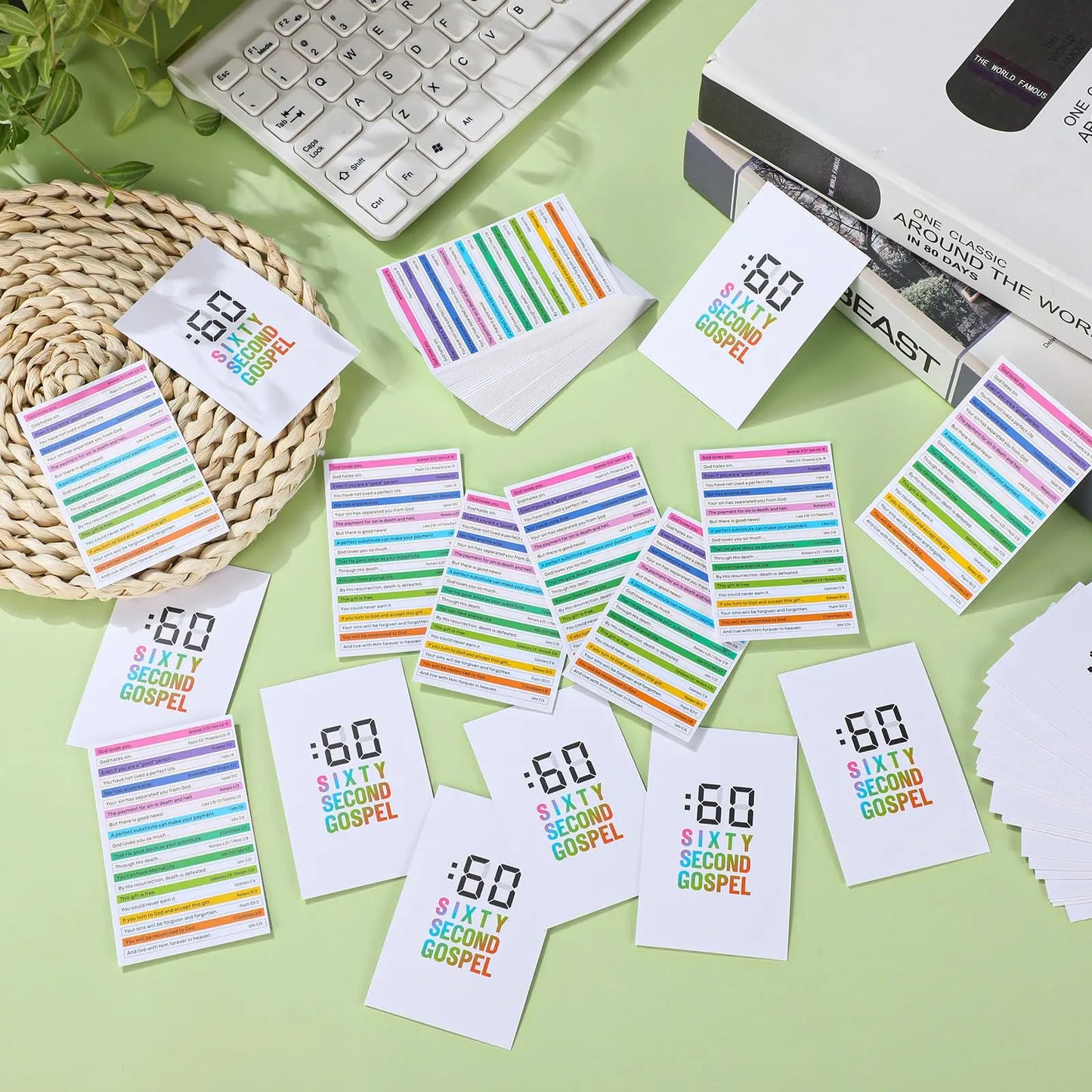 100 Pcs Gospel Tract Card Plan of Salvation Cards Sixty Second Gospel Pocket Holy Postcards Prayer Postcards.