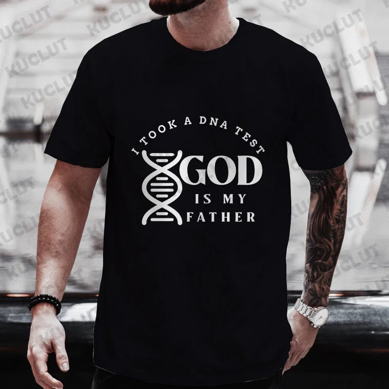 Men’s Christian T-Shirt “God Is My Father” DNA Test Print