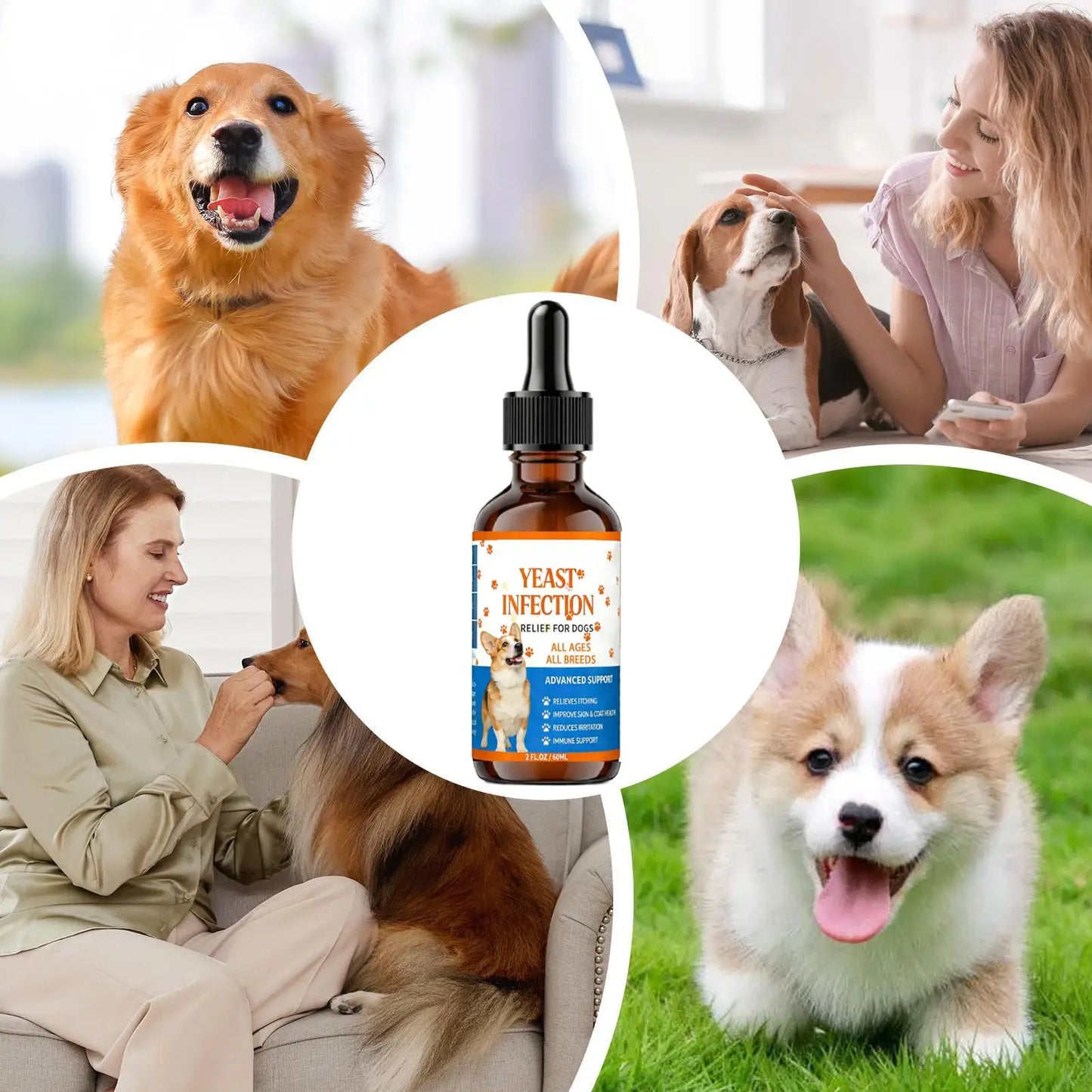 Dog Anti Itch Natural Drops 60ml Itchy Skin Relief Care Dry Skin Health Daily Grooming Supplies Suitable for dogs of all sizes